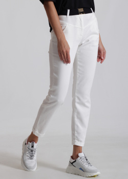 Укорочені брюки з ременем Liu Jo зі змішаної бавовни білого кольору, фото